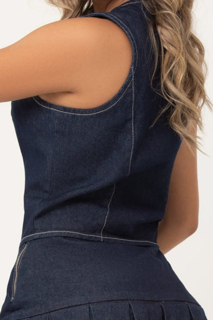 Set Falda-Chaleco Color Denim Oscuro REF 14544