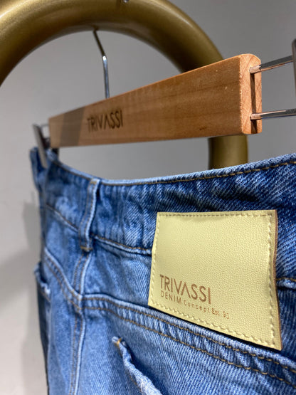 Jean Wide Leg Rígido con Rotos REF 125405